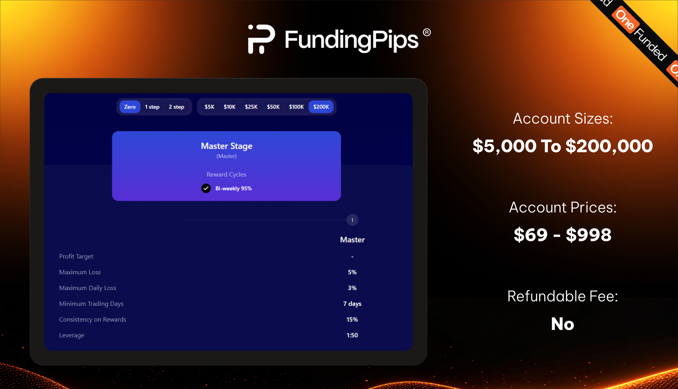 FundingPips Zero instant funding account details