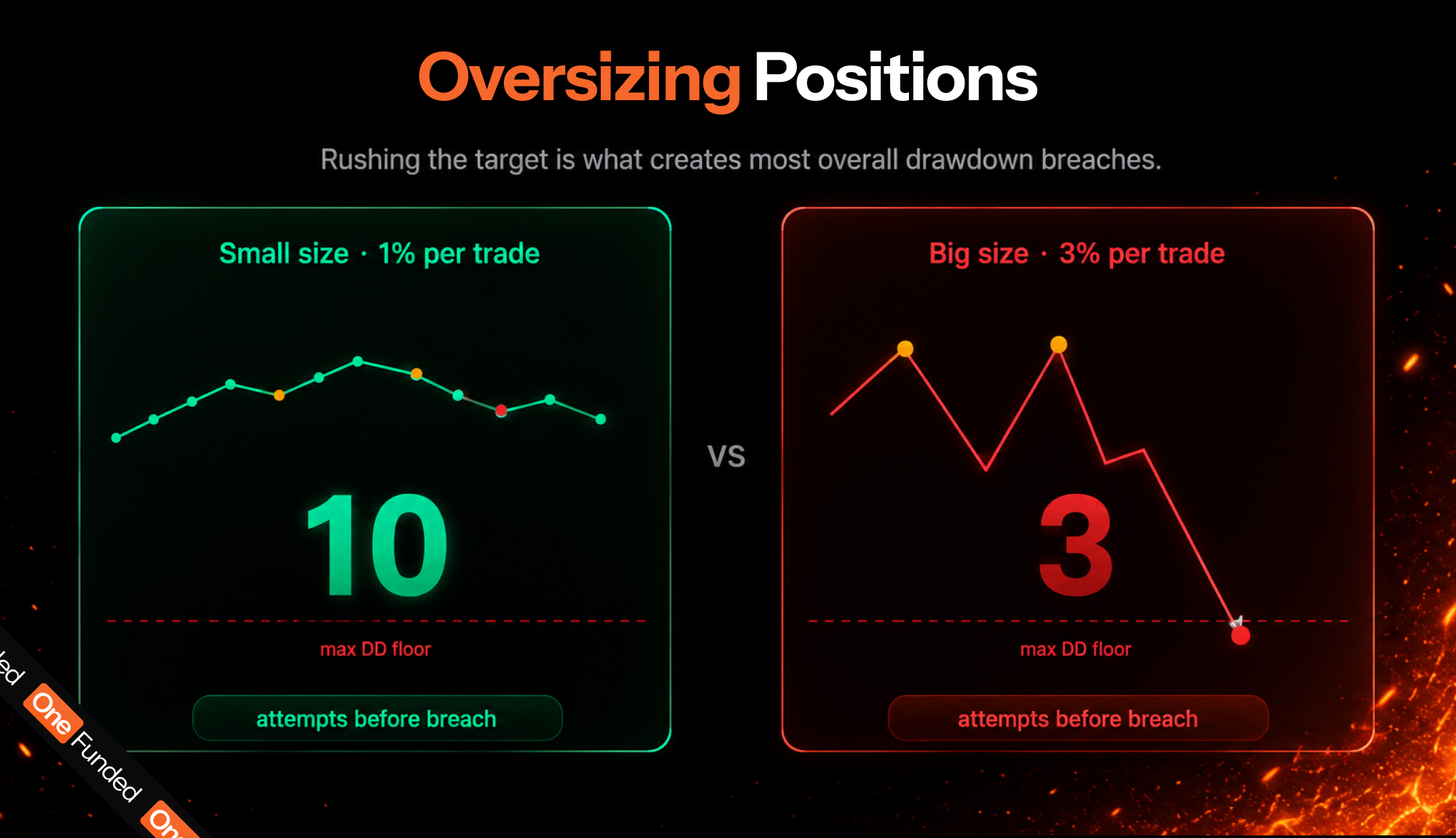 Oversizing positions: 1% versus 3% per trade attempts before breach