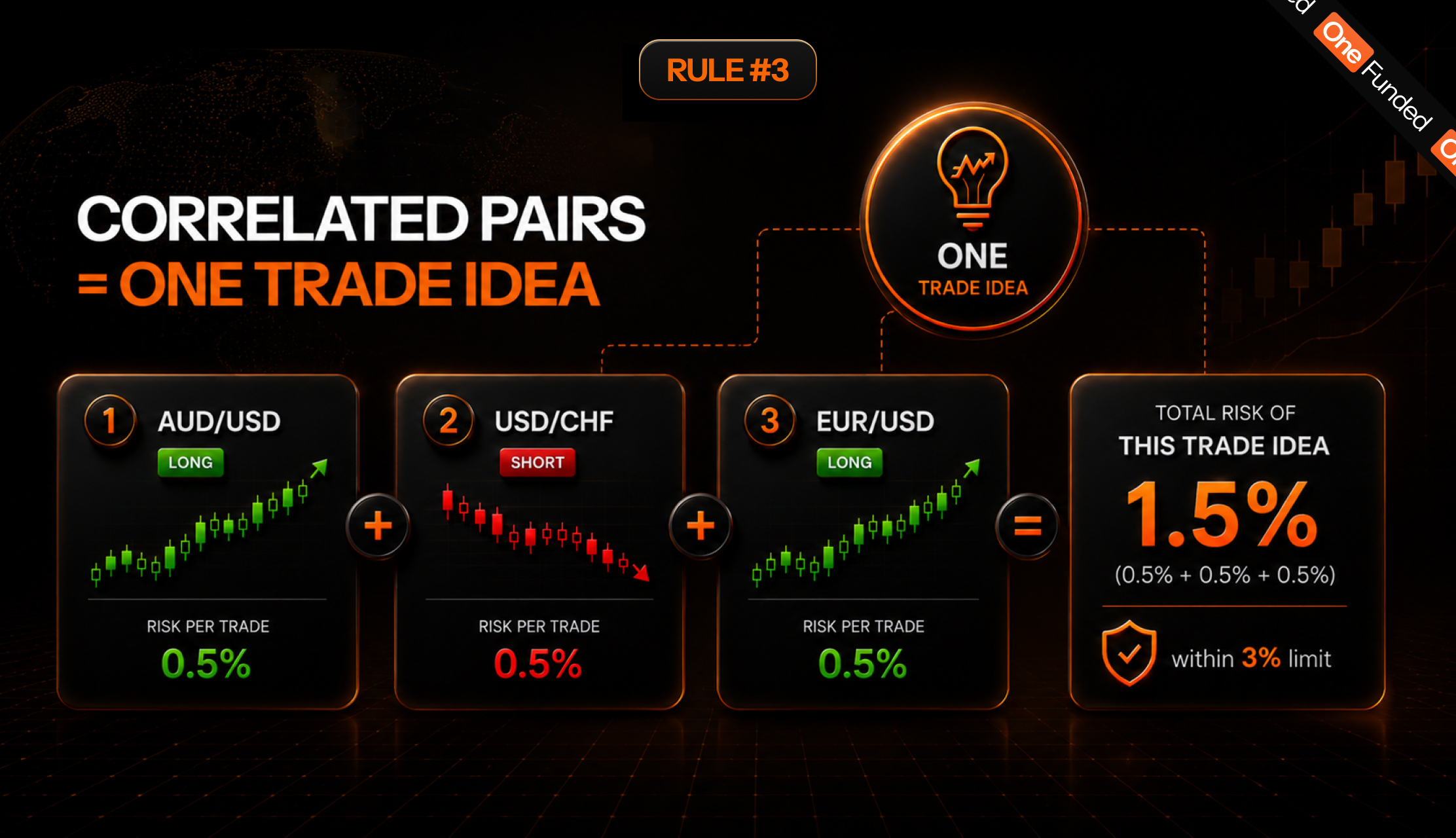 Rule 3: correlated pairs count as one trade idea under the 3% limit