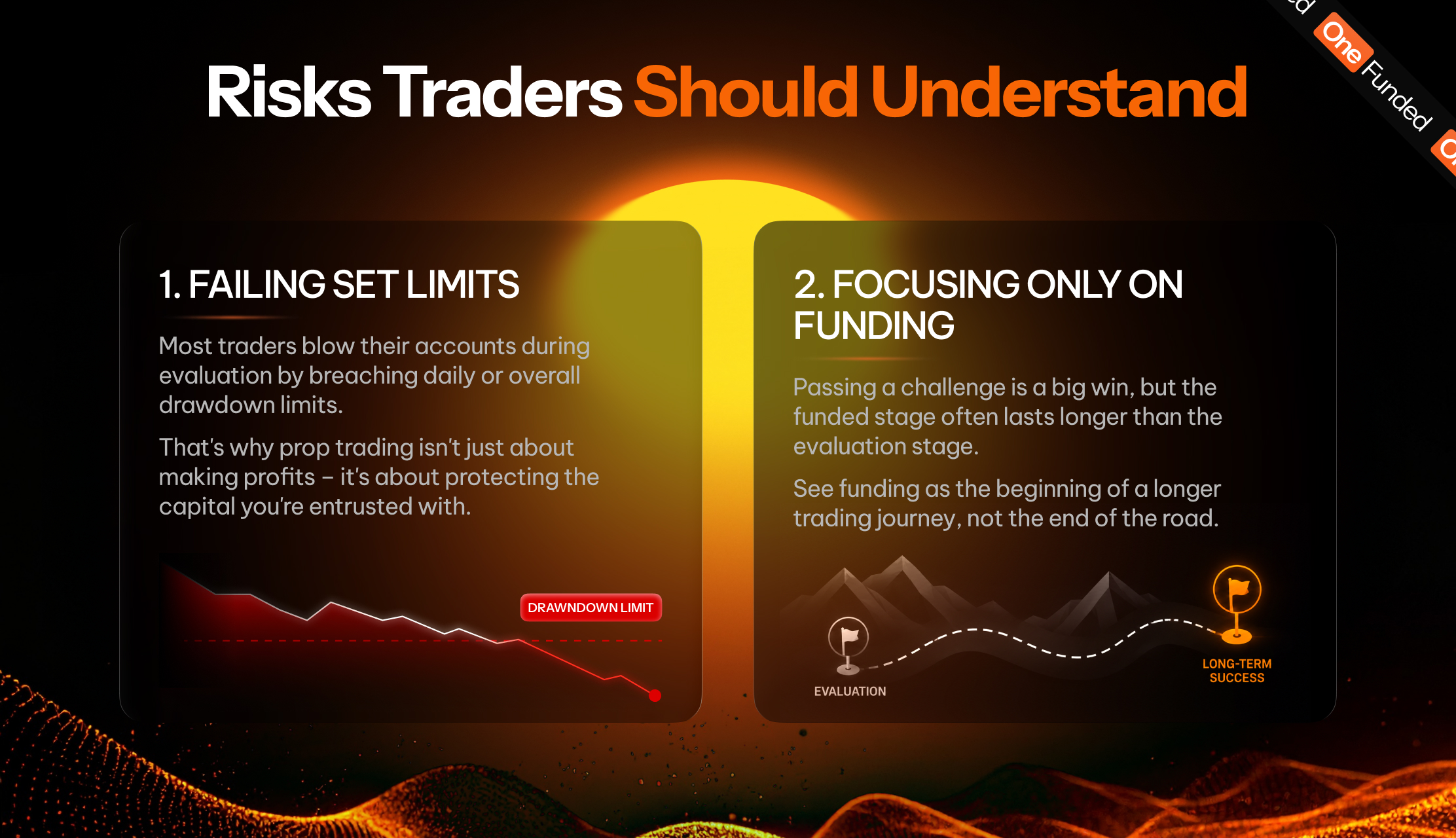 Risks prop traders should understand: failing set drawdown limits and focusing only on funding